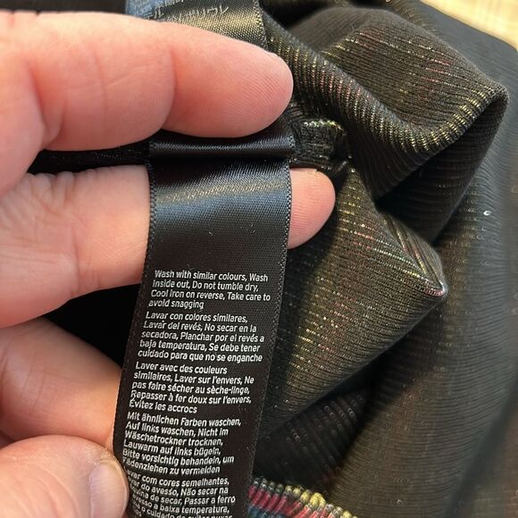 TOPSHOP Size 10 Rainbow Pink Blue Metallic Stretch Bodysuit Square Neckline - Picture 8 of 8